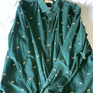 Southern pines green corduroy button up shirt